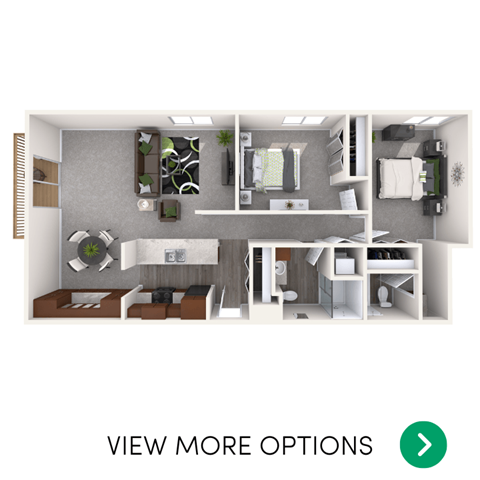 Floor plan for 2 beds, 2 baths, 810 sqft